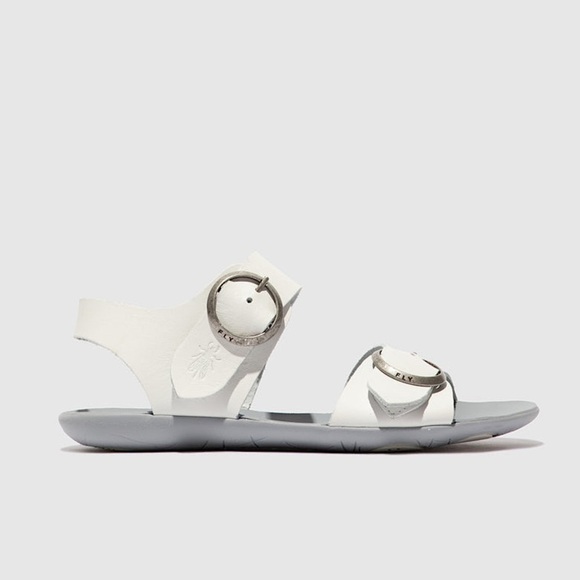 Fly London Masa Off-White Soft Leather Sandal Buckle Comfortable Support Boho - Picture 2 of 15